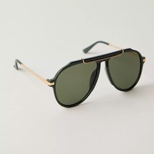 Free People Ventura Oversized Aviator Sunglasses- Pine Green
